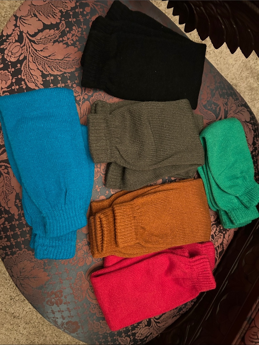 Pack of Leg Warmers in Black, Teal, Olive, Rust, Pink, and Green